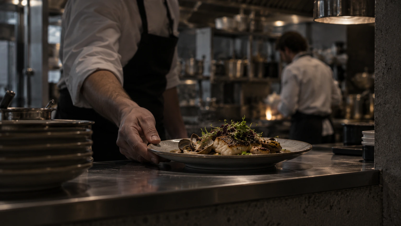 L'équipe en cuisine pendant le service